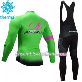 Tenue Maillot M/L + Collant à Bretelles 2017 Astana Pro Team Hiver Thermal Fleece N002